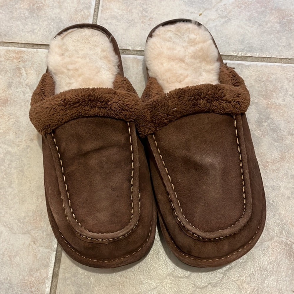 NukNuuk men’s leather slippers, size 10